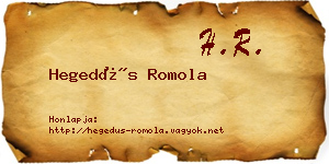 Hegedűs Romola névjegykártya